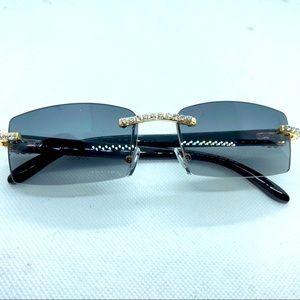 Women’s black rimless sunglasses with Diamond bridge